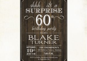 60 Birthday Invites Surprise 60th Birthday Invitation Any Age Rustic Invite