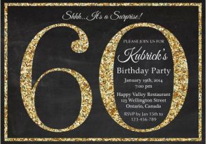 60 Surprise Birthday Invitations 60th Birthday Invitation Gold Glitter Birthday Party