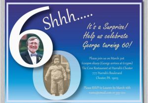 60 Surprise Birthday Invitations 60th Birthday Past and Present Surprise Party Invitation Blue