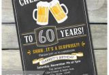 60 Surprise Birthday Invitations 60th Surprise Birthday Chalkboard Invitation Cheers Beers