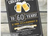 60 Surprise Birthday Invitations 60th Surprise Birthday Chalkboard Invitation Cheers Beers