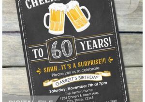 60 Surprise Birthday Invitations 60th Surprise Birthday Chalkboard Invitation Cheers Beers