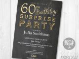 60 Surprise Birthday Invitations Elegant Gold Surprise 60th Birthday Invitations Party Invite