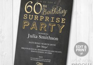 60 Surprise Birthday Invitations Elegant Gold Surprise 60th Birthday Invitations Party Invite