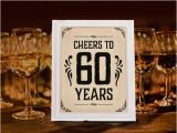 60 Year Old Birthday Decorations Birthday Party Supplies Cheers to 60 Years Sign Printable