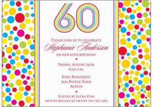 60 Year Old Birthday Invitations Colorful Dots 60th Birthday Invitations Paperstyle