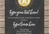 60th Birthday Celebration Invitations Chalkboard 60th Birthday Invitations Template Editable