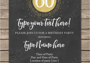 60th Birthday Celebration Invitations Chalkboard 60th Birthday Invitations Template Editable