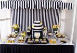 60th Birthday Decorations Black and White Eat Drink Pretty Black White and Yellow Dessert Table