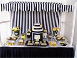 60th Birthday Decorations Black and White Eat Drink Pretty Black White and Yellow Dessert Table