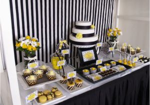 60th Birthday Decorations Black and White Kara 39 S Party Ideas Black White Yellow 60th Birthday