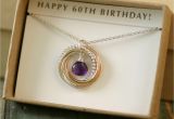 60th Birthday Gifts for Him Etsy 60th Birthday Gift for Her Amethyst Necklace for Women