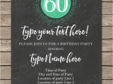 60th Birthday Invitation Template Chalkboard 60th Birthday Invitations Template Editable
