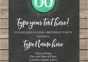 60th Birthday Invitation Template Chalkboard 60th Birthday Invitations Template Editable