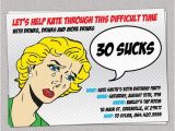 60th Birthday Invitation Wording Funny 30 Sucks Birthday Party Invitation Retro Pulp Woman Funny