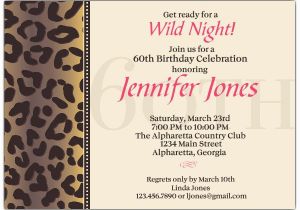 60th Birthday Invitation Wording Samples Cheetah 60th Birthday Invitations Paperstyle