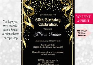 60th Birthday Invitations for Her 60th Birthday Invitation 60th Birthday Party Invitation 60th