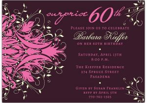 60th Birthday Invitations for Her andromeda Pink Surprise 60th Birthday Invitations Paperstyle