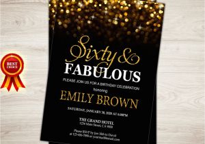 60th Birthday Invitations for Women Surprise 60th Birthday Invitation for Women Sixty and