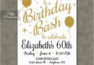 60th Birthday Invitations Free 60th Birthday Invitations Printable 60 White Gold