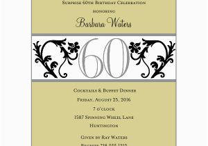 60th Birthday Invitations Free Elegant Vine Chartreuse 60th Birthday Invitations Paperstyle
