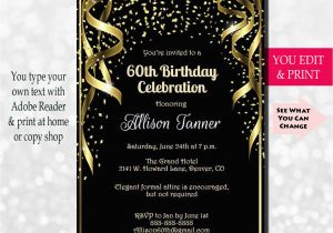 60th Birthday Invitations Templates 60th Birthday Invitation 60th Birthday Party Invitation 60th