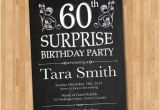 60th Birthday Invite Wording 60th Surprise Birthday Invitation Chalkborad Birthday Party