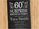 60th Birthday Invite Wording 60th Surprise Birthday Invitation Chalkborad Birthday Party