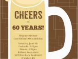 60th Birthday Party Invitations for Her Brown Beers Cheers 60th Birthday Invite 60th Birthday