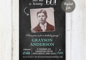 60th Birthday Party Invitations for Him 60th Birthday Invitation for Men Chalkboard Photo Collage