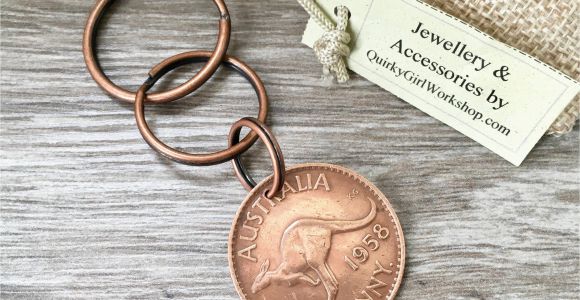 60th Birthday Presents Male Australia 1958 Australian Kangaroo Coin Key Chain 60th Birthday