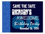 60th Birthday Save the Date Cards 60th Birthday Save the Date Blue Pattern Zazzle