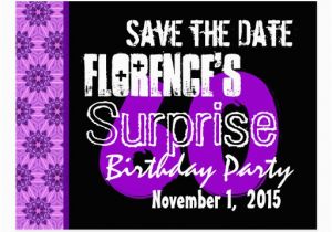 60th Birthday Save the Date Cards 60th Surprise Birthday Save the Date Purple Black Postcard