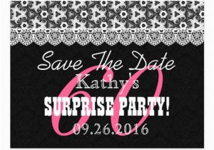 60th Birthday Save the Date Cards Save the Date Surprise 60th Birthday V010c Black Postcard