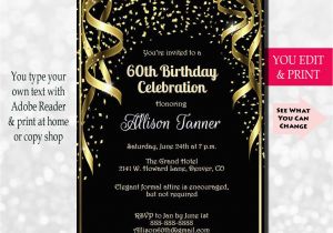 60th Birthday Wording for Invitations 60th Birthday Invitation 60th Birthday Party Invitation 60th
