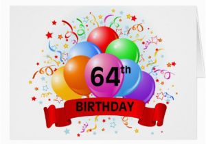 64th Birthday Card 64th Birthday Banner Balloons Greeting Card Zazzle