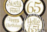 65 Birthday Decorations 65th Birthday Cupcake toppers Black Gold 65 Years Bday
