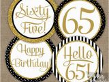 65 Birthday Decorations 65th Birthday Cupcake toppers Black Gold 65 Years Bday