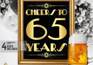 65 Birthday Decorations Cheers to 65 Years Printable Sign 65th Birthday Party