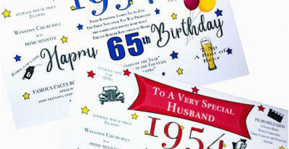 65th Birthday Gifts for Husband 65th Birthday 1954 Year Birthday Card Personalised Dad