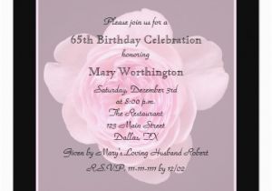 65th Birthday Invitation Wording 65th Birthday Party Invitation Rose for 65th 5 25
