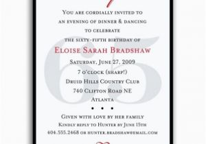 65th Birthday Invitation Wording Classic 65th Birthday Red Surprise Invitations Paperstyle
