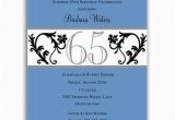 65th Birthday Invitation Wording Elegant Vine Blue 65th Birthday Milestone Invitations