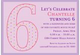 6th Birthday Party Invitation Wording 6th Birthday Girl Dots Invitations Paperstyle