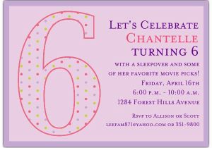 6th Birthday Party Invitation Wording 6th Birthday Girl Dots Invitations Paperstyle
