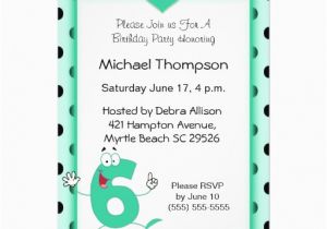 6th Birthday Party Invitation Wording 6th Birthday Party Invitations 5 Quot X 7 Quot Invitation Card