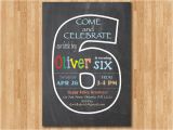 6th Birthday Party Invitation Wording Chalkboard 6th Birthday Invitation Sixth Birthday Invite