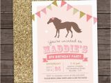 6th Birthday Party Invitation Wording Girl Pony Birthday Invitation 5th 6th 8th Birthday Glitter
