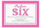6th Birthday Party Invitation Wording Polka Dot Alphabet Sixth Birthday Party Invitation 5 Quot X 7