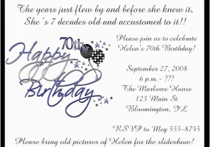 70 Birthday Invitation Wording 70 Birthday Party Invitations